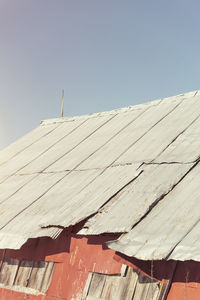 Low angle view of roof against clear sky