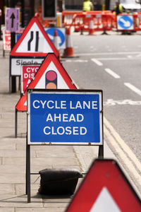 Close-up of road sign