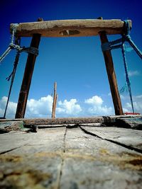 Low angle view of built structure against blue sky