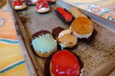 Close-up of dessert in plate on table