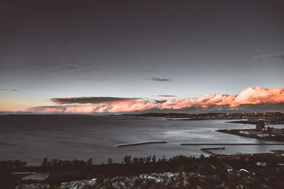 Scenic view of sea against sky at sunset