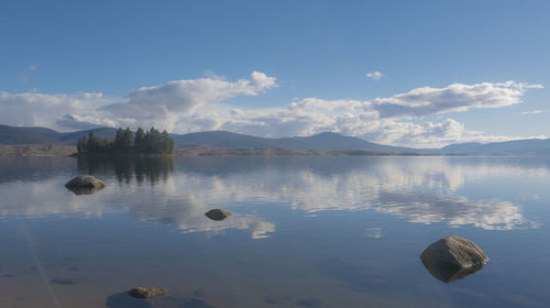 Scenic view of lake against sky