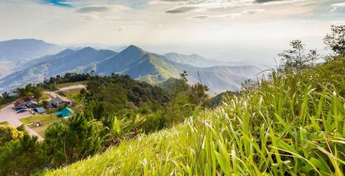 Scenic view of mountains against sky