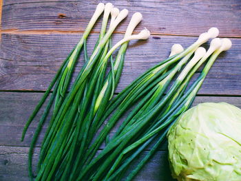 High angle view of vegetables on table