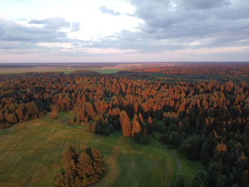 Scenic view of landscape against sky during sunset