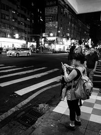 People walking on city street