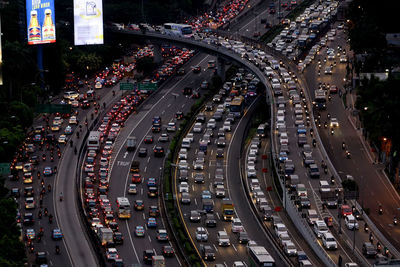 High angle view of traffic on city street