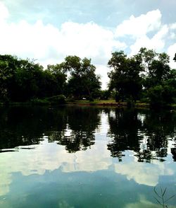 Scenic view of lake against sky