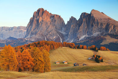 Scenic view of mountains during autumn