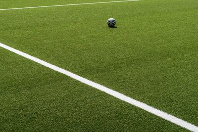 High angle view of soccer field