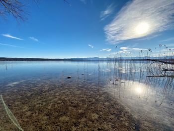 Scenic view of lake against sky