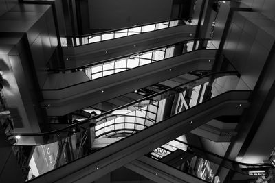 Low angle view of escalator in building