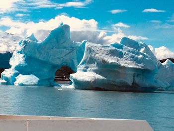 Scenic view of frozen sea against sky