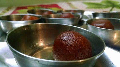 Close-up of food on table