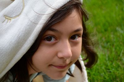 Portrait of cute girl smiling