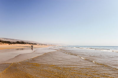 Scenic view of sea against clear sky