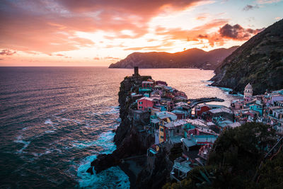 Vernazza, sunset from the vantage point. cinque terre