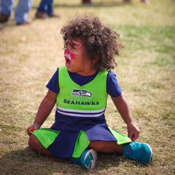 Boy sitting on field