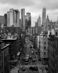 High angle view of buildings in city