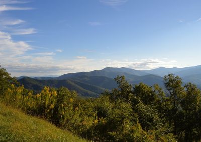 Scenic view of mountains against sky