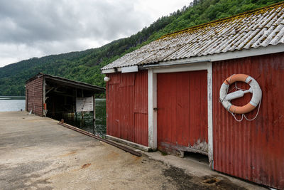 Old shack at the fjord in norway.