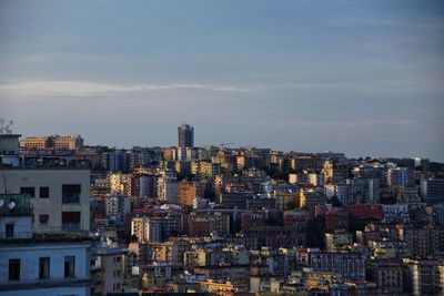 High angle view of townscape against sky