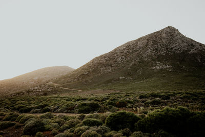 Scenic view of mountains against clear sky