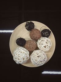 High angle view of fruits in bowl on table