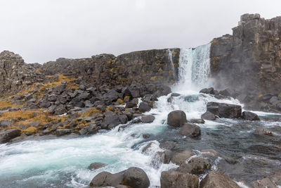 Scenic view of waterfall