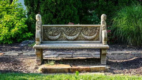 Empty bench in park