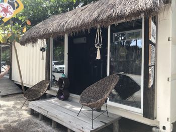 Clothes hanging on roof outside house