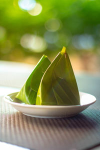 Close-up of juice in plate on table