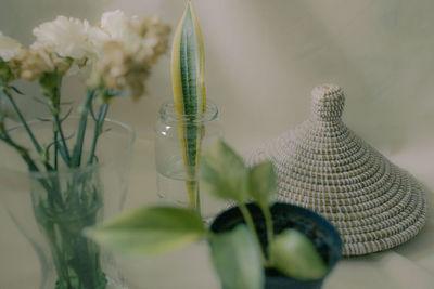 Close-up of glass vase on table