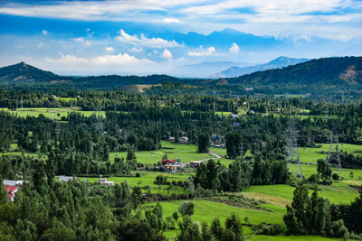 Beautiful view of mountainous with blue cloudy sky at kashmir, india.