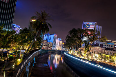 Illuminated city at night