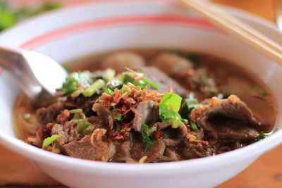 Close-up of food in bowl on table