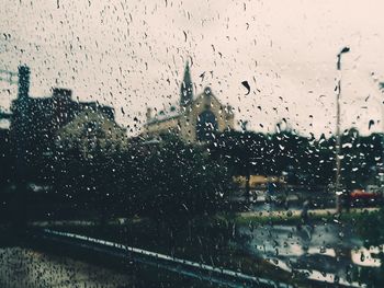 Close-up of raindrops on glass window