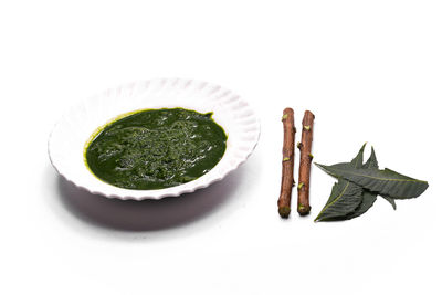 High angle view of food on white background