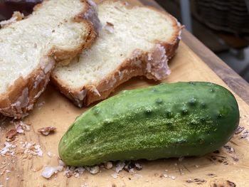 High angle view of bread on table