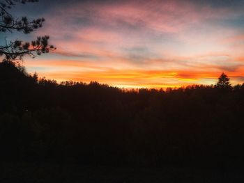 Scenic view of silhouette trees against sky during sunset