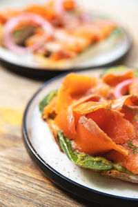 Close-up of food in plate on table