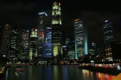 Illuminated cityscape at night