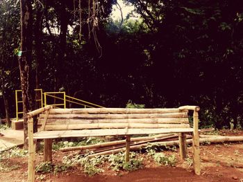 Wooden bench on bench