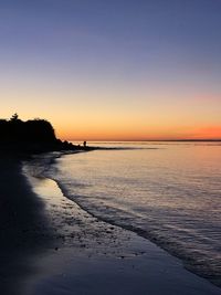 Scenic view of sea against clear sky during sunset