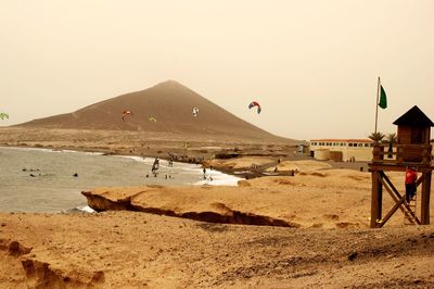 Scenic view of beach against clear sky