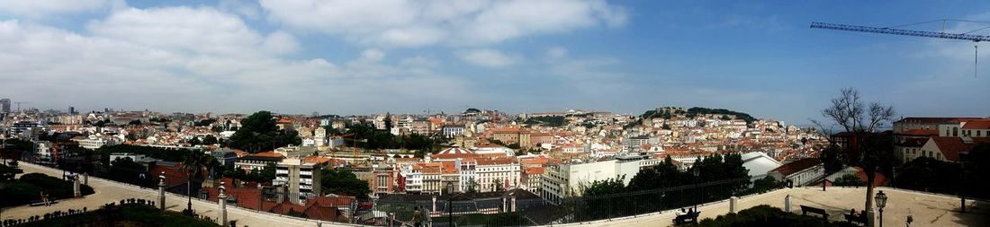 Panoramic view of cityscape against sky