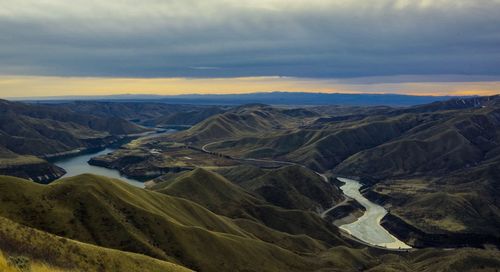 Scenic view of mountains against sky