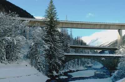 Bridge against sky during winter