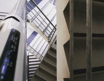 Low angle view of spiral staircase in building