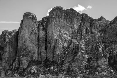 Rock formations on mountain against sky